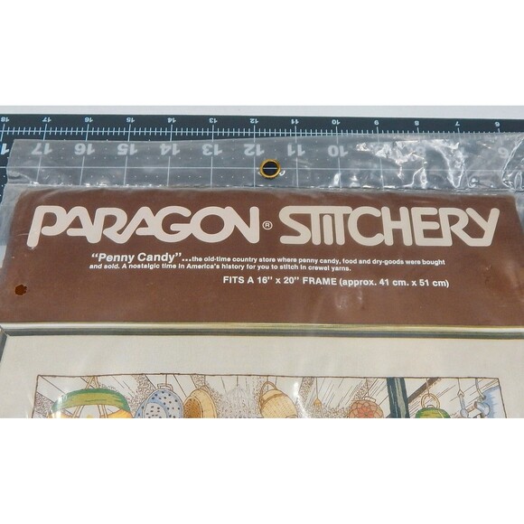 Paragon Stitchery Creative Penny Candy Crewel Needlecraft Kit 1981 Country Store - Picture 3 of 5